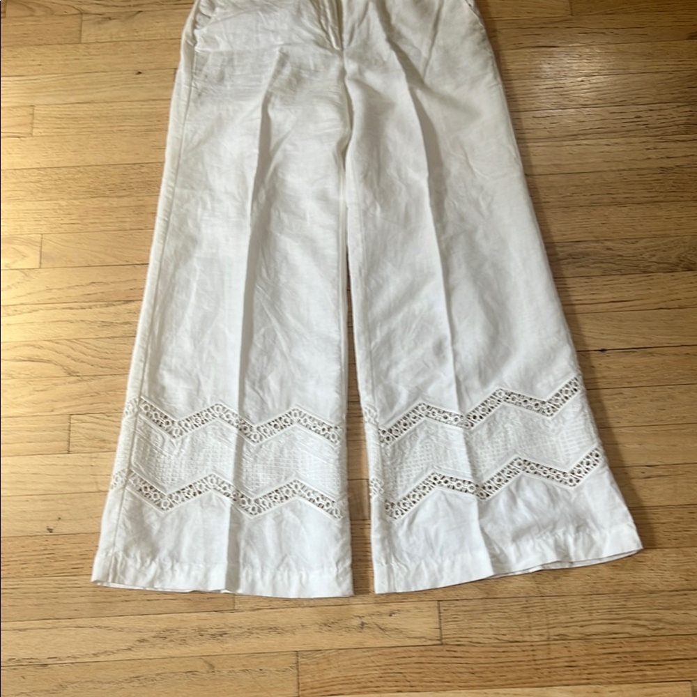 Elevenses Ivory Trousers with Button Accent